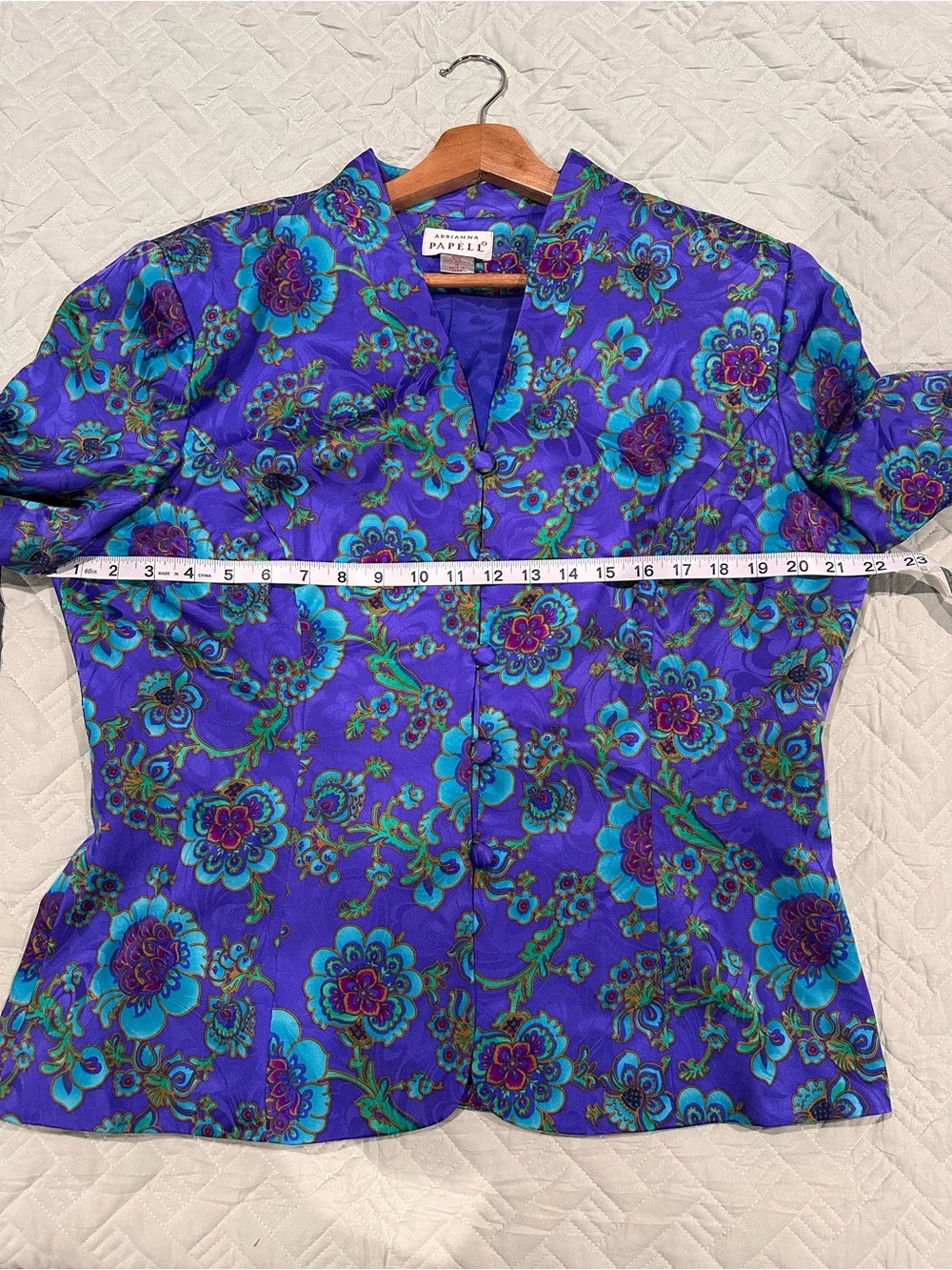 Adrianna Papell Blue and Purple Floral Brocade Jacket - Picture 5 of 6